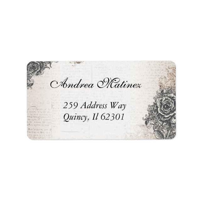 Étiquettes de adresse Roses Vintages antiques (Devant)
