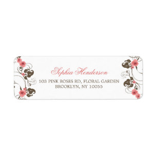 Étiquettes de adresse roses vintages de mariage de
