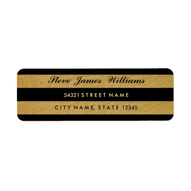 Étiquettes de adresse Royal Gold Leaf Black Stripe (Devant)