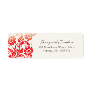 Étiquettes de adresse RSVP floraux rouges élégants