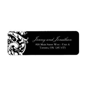 Étiquettes de adresse RSVP noir et blanc élégant