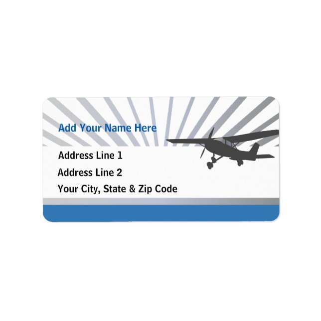Étiquettes de adresse sur mesure de l'aviation de  (Devant)