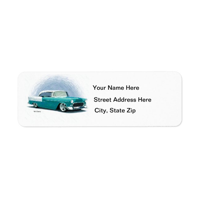 étiquettes de adresse Turquoises Coupe Chevy 1956 (Devant)