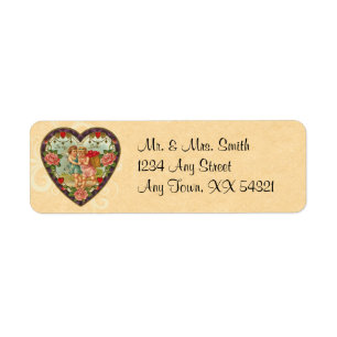 Étiquettes de adresse vintages de Valentine d'ang