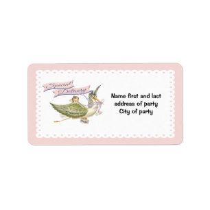 Étiquettes de baby shower de cigogne
