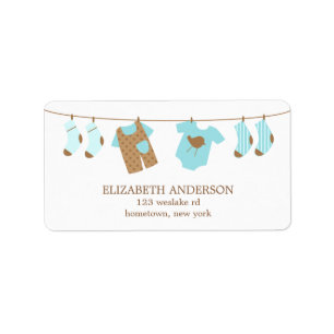 Étiquettes de baby shower de corde à linge