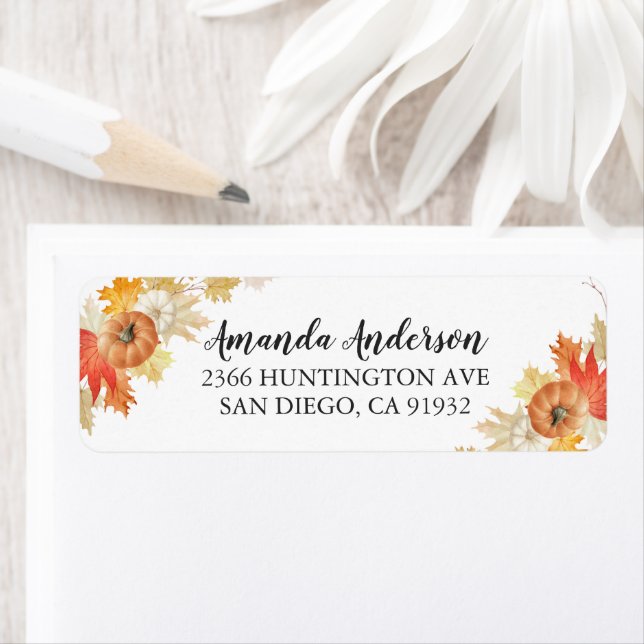 Étiquettes de Baby Shower de Mariée Feuilles d'Aut (En situation)