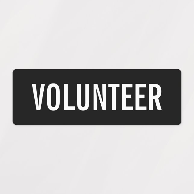 Étiquettes de badge de bénévolat noir (Design 1)