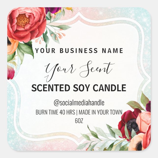 Étiquettes de bougie de soja parfumé à l'odeur du  (Devant)
