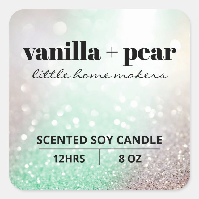 Étiquettes de bougie Silver Shimmer de luxe (Devant)