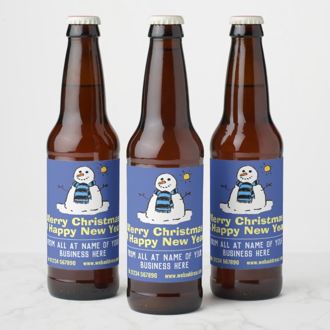 Étiquettes de bouteille de bière bonhomme de neige (Bouteilles)