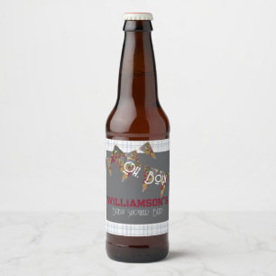 Étiquettes de bouteille de boisson à carreaux bleu
