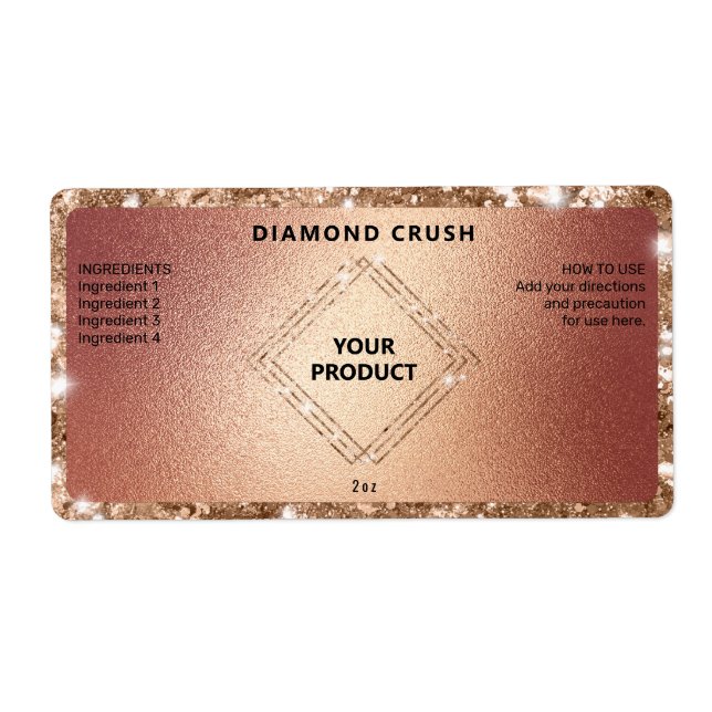 Étiquettes de bouteille de gouttelettes d'or Rose (Devant)