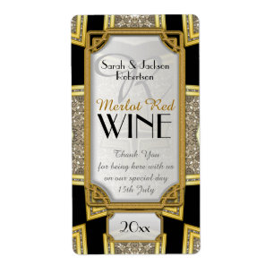 Étiquettes de bouteille de vin Art Déco Or 3 Vinta