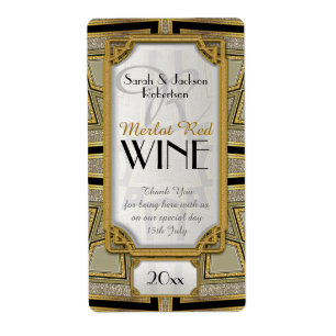 Étiquettes de bouteille de vin élégantes Art Déco