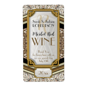 Étiquettes de bouteille de vin Glamour Gold Sparkl