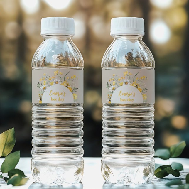 Étiquettes de bouteille d'eau d'abeille Fleur sauv (Créateur téléchargé)