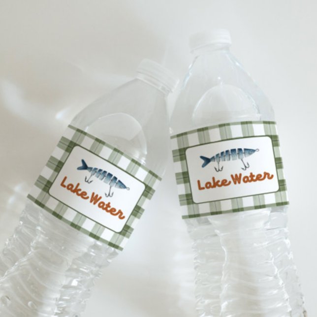 Étiquettes de bouteille d'eau de la partie de pêch (Créateur téléchargé)