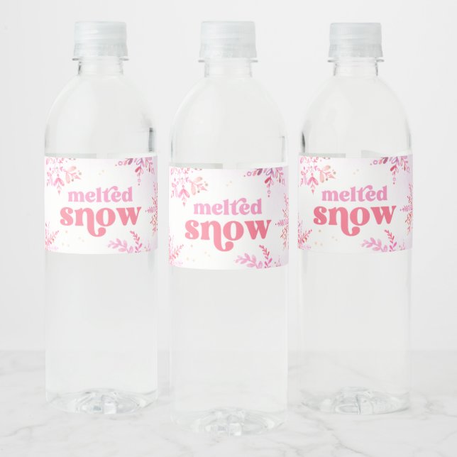 Étiquettes de bouteille d'eau de neige fondue rose (Bouteilles)