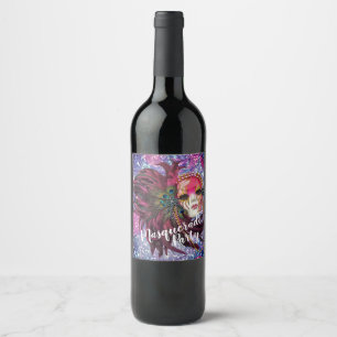 Étiquettes de bouteilles de vin de la fête Masquer