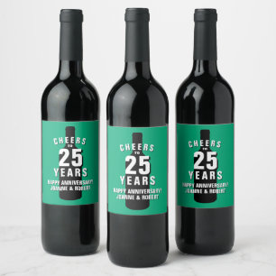 Étiquettes de bouteilles de vin pour les 25 ans de