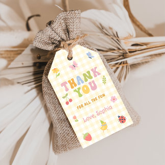 Étiquettes de cadeau d'anniversaire de fille à car