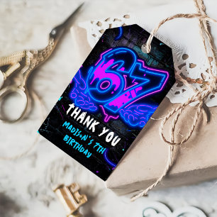 Étiquettes de cadeau d'anniversaire Neon Graffiti