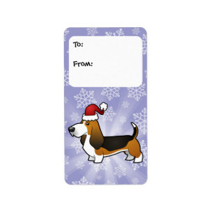 Étiquettes de cadeau de Basset Hound de Noël