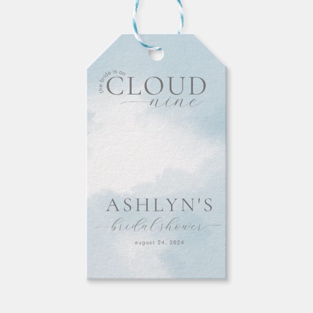 Étiquettes de cadeau de douche de mariage Cloud Ni (Devant)