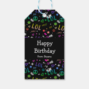 Étiquettes de cadeau de fête d'anniversaire arc-en