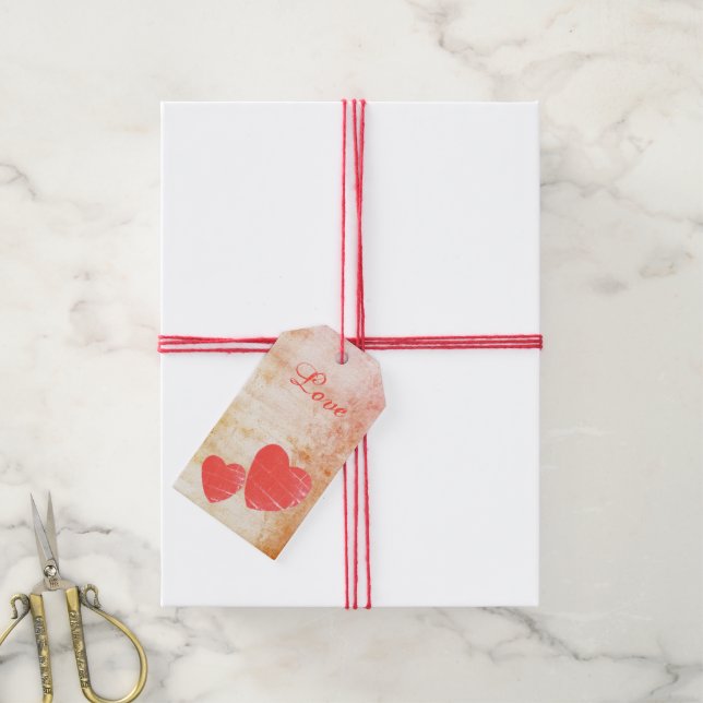 Étiquettes de cadeau de la Saint-Valentin à cœur r (Avec de la ficelle)