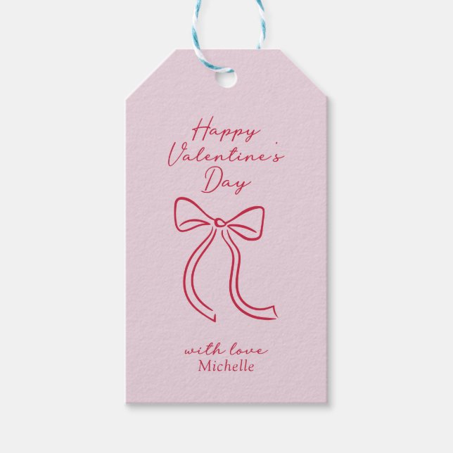 Étiquettes de cadeau de la Saint-Valentin à ruban  (Devant)