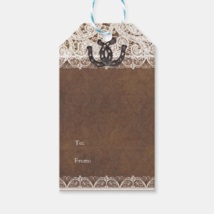 Étiquettes de cadeau de mariage champêtre avec fer