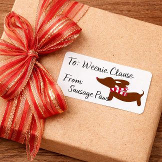 Étiquettes de Cadeau de Noël Chien Teckel Portant 