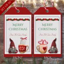 Étiquettes de cadeau de Noël pour un gnome de vaca
