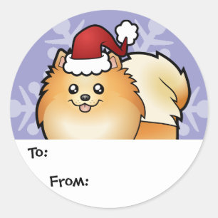 Étiquettes de cadeau de Pomeranian de Noël