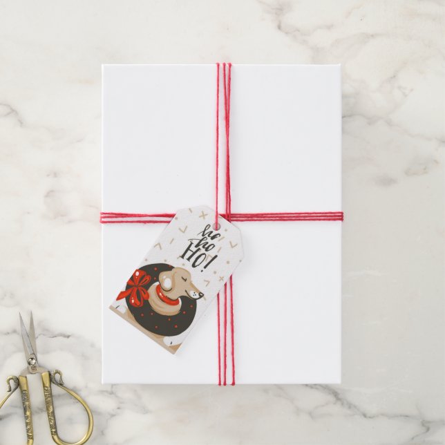Étiquettes de cadeau pour chien mignon de Noël (Avec de la ficelle)