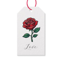 Étiquettes de Cadeau Rose d'Amour Élégant