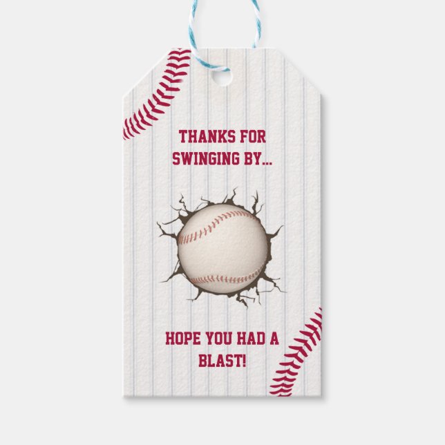 Étiquettes de cadeaux de baseball Merci de votre p (Devant)