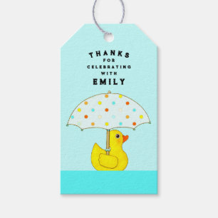 Étiquettes de cadeaux de douche bébé canard en cao