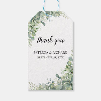 Étiquettes de cadeaux de mariage Chic Greenery