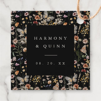 Étiquettes de cadeaux de mariage Fleur sauvage à f