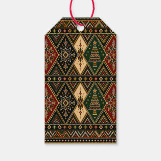 Étiquettes de cadeaux de Noël à motifs géométrique