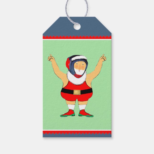 Étiquettes de cadeaux de Noël de lutte (Devant)