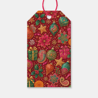 Étiquettes de cadeaux de Noël Paisley ton joyau