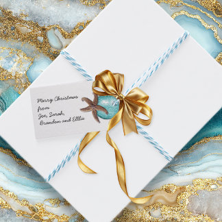 Étiquettes de cadeaux étoiles de mer de Noël
