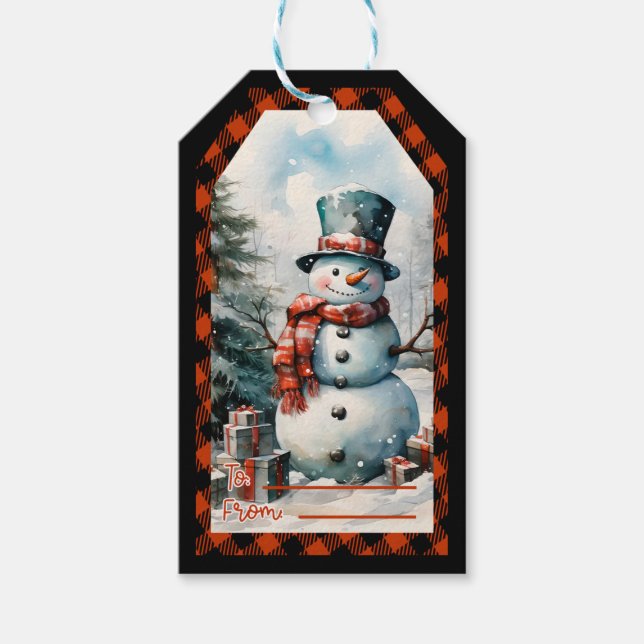 Étiquettes de cadeaux personnalisées pour bonhomme (Devant)