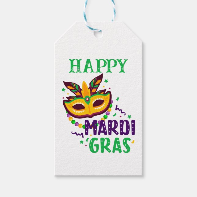 Étiquettes de cadeaux personnalisées pour Mardi Gr (Devant)