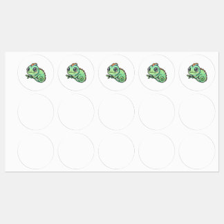 Étiquettes de Caméléon Vert Bébé Mignon