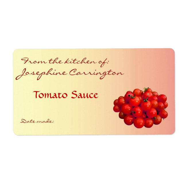 Étiquettes de canne à la sauce tomate (Devant)